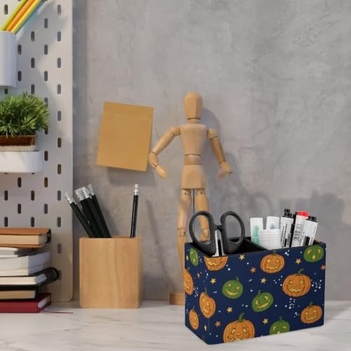 File Organizer Horror Triangle Smile Pumpkin Stars Circle Dots Pen‑Slot Sturdy Pouch,Classroom with Desk‑Accessory - Image 2