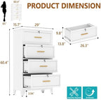 4 Drawer File Cabinet with Lock, Lateral Filing Cabinet for Home Office - Image 3