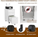 3 Drawer Slim Narrow Mobile File Cabinet with Lock and 4 Keys - Image 6