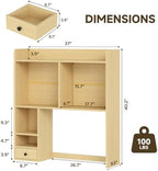 knoworld Desktop Bookshelf for 27" Monitor, 36.4" Tall Dorm Desk Hutch Organizer with 5 Shelves & 1 Drawer, Engineered Wood Desk Shelf for Computer Desk, Natural - Image 2
