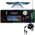 Mouse Pad with Wireless Charging, Large Desk Mat RGB Gaming Mousepad, 10 Light Colors LED Gaming Pad Keyboard Pad with Ultra-Smooth Surface & Non-Slip Rubber Base, Waterproof Full Desk Mouse Pad by miroddi