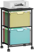 Sbanmao Letter/Legal Rolling File Cart with 2 Storage Drawers, Under Desk Storage, Vertical Filing Cabinet for Home Office, Hanging File Folders Organizer, Mobile Utility Cart Printer Stand, Black by shengbaomaoyi