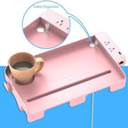 Hiree Bedside Shelf for Dorm Bunk Bed with USB Charging Port and 2 AC Outlets, Bed Side Table Tray Organizer, College Dorm Essential, Clip On Bedside Tray, Cool Teen Girls Trendy Stuff (Pink) - Image 5