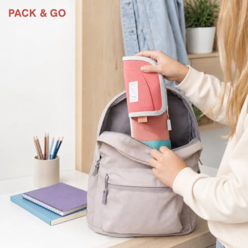 Retractable Pencil Case, Large Standing Pen Pouch, 3 Compartments (Flamingo Pink) - Image 5