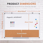 SWANCROWN Dry Erase Cork Board Combo,18 x 24 in, Silver Aluminum Frame - Image 2