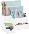 White Desktop Organizer - 9 Compartment Office Desk Accessories Organizer - Pen Holder by MySpaceOrganizers