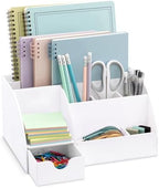 White Desktop Organizer - 9 Compartment Office Desk Accessories Organizer - Pen Holder by MySpaceOrganizers