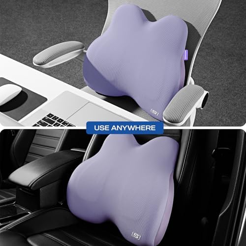 Skechers Women’s Lumbar Pillow,Memory Foam Lumbar Support Pillow for Office,Chair Lower Back Pain Relief Lumbar Pillow,Ergonomic Design Back Support Pillow for Office Chair,Car,Home,Travel,Purple - Image 4