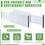 DoubleFill 4 Pcs Deep Bamboo Drawer Dividers, Deep Kitchen Dresser Drawer Organizer with Spring Loaded for Clothes, Adjustable Expandable from 15-22 Inch(6 Inch,White) - Image 3