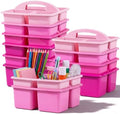 Kathfly 12 Pack Classroom Caddy Organizer with Handle Bulk, Pink by Kathfly