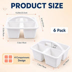 gisgfim 6 Pack Plastic Classroom Caddy with 4-Compartments Plastic Storage Caddies with Handle 4 Compartments Table Caddy Organizer Versatile Table Caddies for Classroom Office, White - Image 2