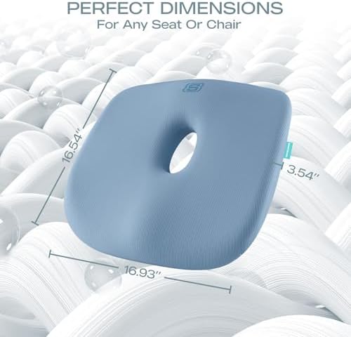 Skechers Seat Cushion Memory Foam,Donut Pillow Office Chair Cushion for Tailbone Pain Relief,Butt Pillow for Office Chair,Car seat Cushion,Long Sitting Office Workers,and Car Drivers,Blue - Image 5