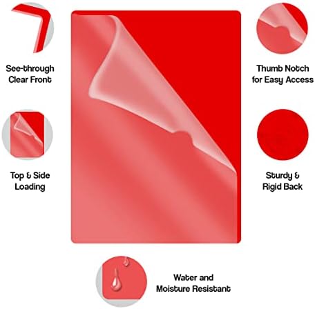 Red Vinyl Folders, Heavy Duty Plastic Folders with Clear Front Pocket, Doctor Stuff, Letter Size L-Type Document Holder for Home, Office and Medical, Pack of 100 - Image 4