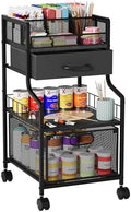 SWTYMIKI Under Desk Storage Cart- Art Storage Cart with Drawers & DIY Divider - Office Cart Organizer Under Desk Shelf, Craft Rolling Cart for Office, Craft Room & Studio Black by SwtyMiki-TidyHomeSweetLife