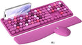 Wireless Keyboard and Mouse Combo with Phone Holder (Rose-Red) by MPTOG