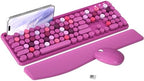 Wireless Keyboard and Mouse Combo with Phone Holder (Rose-Red) by MPTOG