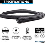 Kable Kontrol Braided Cable Sleeve Split Wrap 1/4" 50 Ft - Black - Image 2