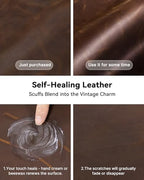 YSAGi Leather Desk Mat, 31.5"x15.8"Real Leather Desk Pad,2mm Thick Desk Blotter with Stiched line,Oil-Wax Feel Mouse pad and Self-Healing Laptop Pad for Home & Office(Classic Dark Brown) - Image 4