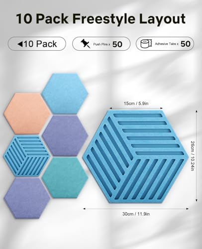 Hexagon Large Cork Bulletin Board Tiles, Peel and Stick Felt Wall Panels for Vision, Message Center, Picture and Prayer Board for Office, Dorm, Room and Desk Decor(Coastal Haze) - Image 3