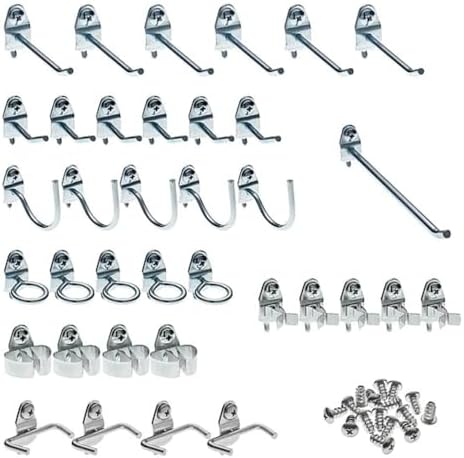 Triton Products (76936) DuraHook 36 Pc Zinc Plated Steel Hook Assortment for DuraBoard or 1/8 In. and 1/4 In. Pegboard, Silver by TritonProducts
