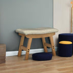 Foot Stool Ottoman Foot Rest Under Desk,Small Stool for Living Room, Bedroom and Kitchen (Brown Legs - Beige Stool Surface) - Image 5
