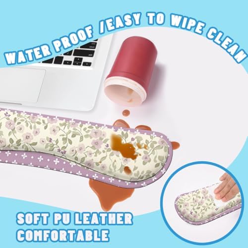 Floral Desk Mat Set Pink Vintage Aesthetic Large Mouse Pad with Wrist Rest 4in1 Desk Mat for Desktop Ergonomic Keyboard Wrist Support Anti-Slip Computer Ergonomic Mouse Pad Home Office Gaming - Image 5