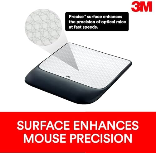 3M Precise Mouse Pad with Gel Wrist Rest, 8.4 in x 8.8 in, Black - Image 3