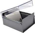 Acrimet 5 X 8 Card File Holder Organizer Box Metal Base Heavy Duty (AZ Index Cards and Divider Included) (Gray Color with Clear Crystal Plastic Lid Cover) - Image 4