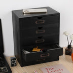 Small Wooden Drawers Wooden Box with Drawer, Black 5 Wood Drawer - Image 5