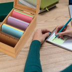 Bamboo Index Card Organizer - 3x5 Index Card Holder Box With Dividers - Wood Recipe Box With Lid - 4 Compartments For 1200 Cards - 5.9"W x 10"D x 4"H - Image 7