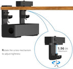Hiree Under Desk Cable Management Tray with Power Strip, 8 AC Outlets, 2 USB Ports & 1 USB-C Port, Clamp Mount Desk Cable Organizer, No Drill Cord Management Tray for Standing Desk, Home Office（Black） - Image 4