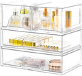 4 Pack Stackable Storage Drawers, Clear Acrylic Organizer, Makeup Organizer by Stebopum