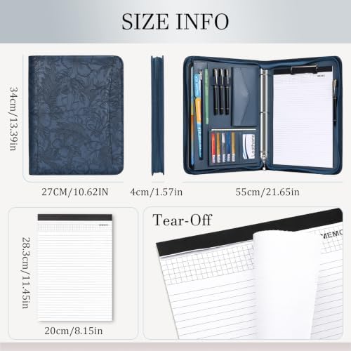 Leathario Portfolio Binder, Padfolio Organizer, 3 Ring Binder with Zipper - Image 2