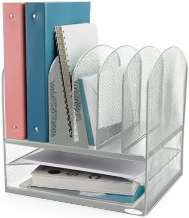 Safco Onyx Desk Organizer with 6 Vertical & 2 Horizontal Trays, File Organizer for Home, Office, Classroom & More, Steel Mesh Construction by SafcoProducts