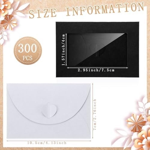 Uiifan 300 Pcs Window Gift Card Envelopes 4x2.8 Inch,Black and White - Image 3