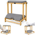 Double Step Foot Rest Under Desk, Adjustable Wooden Under Desk Footrest with 2 Removable Cushions, Desk Foot Rest with 4 Height Levels and Anti-Slip Pads for Office, Home, Study, Gaming by Unknown