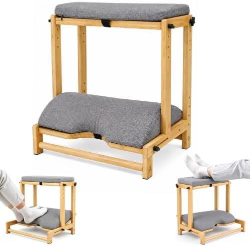 Double Step Foot Rest Under Desk, Adjustable Wooden Under Desk Footrest with 2 Removable Cushions, Desk Foot Rest with 4 Height Levels and Anti-Slip Pads for Office, Home, Study, Gaming by Unknown