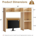 Nromant Desktop Bookshelf, Wooden Desk Storage Hutch with 4 Shelves, 3-Tier Desktop Display Organizer Rack for Office Home (Natural, 5 Shelves A) - Image 3