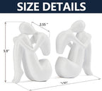 White Decorative Bookends, Girl Thinker Design, Modern Resin Book Stoppers, Non-Skid Heavy Duty, 1Pair/2Piece - Image 2