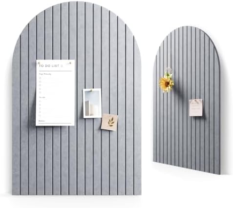 Large Arched Felt Bulletin Board 35.4''×23.6'', Soft Gray by FLUXYNARA