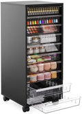WOPITUES Storage Drawer Cart, Mobile Storage Cabinet, Makeup Storage with 10 Large Clear Drawers, Utility Wooden Rolling Cart on Wheels, for Cosmetic, Art Craft, Office Supplies, Toy, Black by WOPITUESOfficial