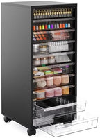 WOPITUES Storage Drawer Cart, Mobile Storage Cabinet, Makeup Storage with 10 Large Clear Drawers, Utility Wooden Rolling Cart on Wheels, for Cosmetic, Art Craft, Office Supplies, Toy, Black by WOPITUESOfficial