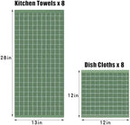 Homaxy Cotton Terry Kitchen Towels and Dishcloths Set of 16, Grass Green - Image 4