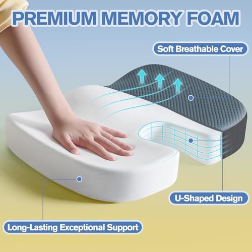 Mureon Large Office Chair Cushion, Ergonomic Memory Foam Seat Cushion, Navy - Image 3
