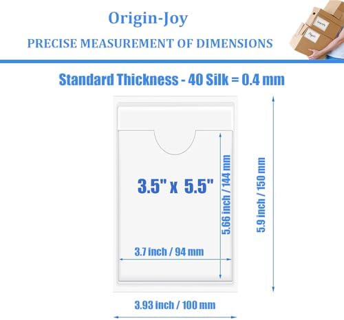 Origin-Joy 35 PCS Self Adhesive Index Card Pockets with Top Open, Clear Plastic Label Holder for Cards of Note, Library and Business, Adhesive Label Pockets & Card Holder (3.5 x 5.5 inch) - Image 2