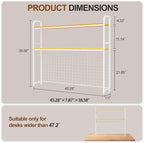 2-Tier Desk Shelf with Grid Panel, Freestanding, White, 45.3" - Image 2