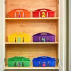 ALINK Plastic Classroom Caddy with 6 Compartments, 6-Pack Teacher Supply Storage Caddy Organizer for Classroom Supply, Office, Table, Desk, Craft Art, Pencil, Crayon, Marker - Assorted Colors - Image 7
