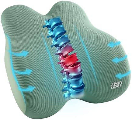 Skechers Women’s Lumbar Pillow, Memory Foam Lumbar Support Pillow for Office,Chair Lower Back Pain Relief Lumbar Pillow,Ergonomic Design Back Support Pillow for Office Chair,Car,Home,Travel,Green by Unknown