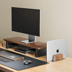 UPERGO Vertical Laptop Stand, Minimalist Wood Holder for MacBook, Walnut - Image 3