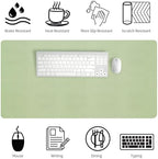 Bloss 47.2" x 24" Large Desk Mat, Leather Desk Mat, Large Mouse Pad + Keyboard Pad, Non-Slip Desk Mat Protector for Office, Home - Green - Image 4